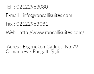 Roncalli Suites Hotel iletiim bilgileri